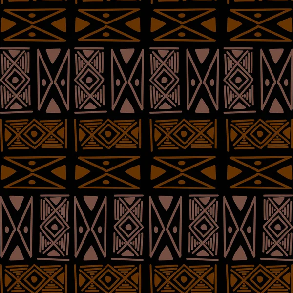 Patrón geométrico Ikat con textura vectorial de fondo tribal. Motivo a rayas sin costuras en símbolo azteca. Dibujado a mano étnico con indio, escandinavo, gitano, mexicano, patrones populares para la impresión de moda y t — Vector de stock