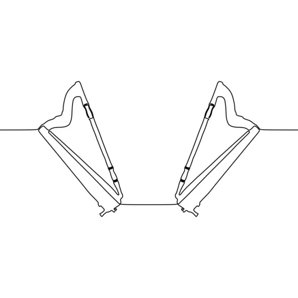 Arpe doppie Un disegno a linea continua del concetto tradizionale di strumenti musicali a percussione illustrazione del disegno a linea singola — Vettoriale Stock