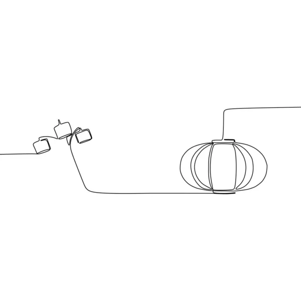 Lâmpada de abóbora e lâmpada tripla linha contínua ilustração de conjunto de lâmpada, teto, mesa, mesa e lâmpada de assoalho Vector — Vetor de Stock