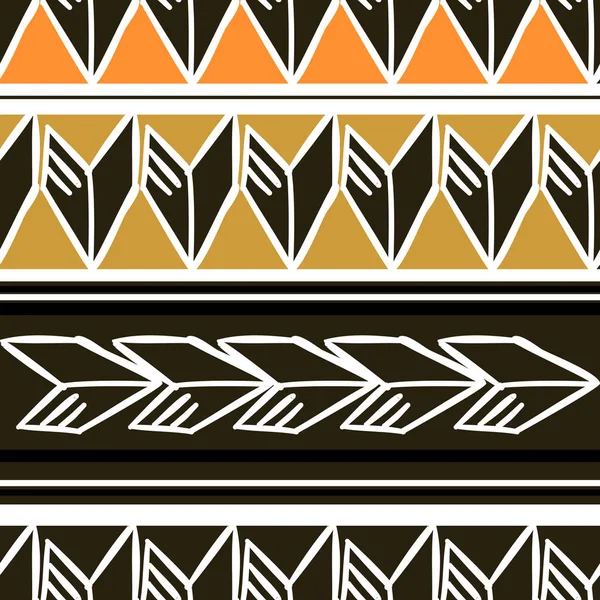 Vetor padrão africano com mão desenhada étnica tribal com pena desenho colorido. Ilustração de design sem costura para têxteis de moda prontos para impressão — Vetor de Stock