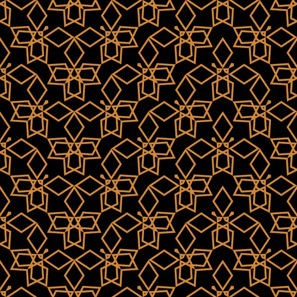 Negro naranja Art Deco Patrón sin costuras. Textura moderna y elegante. Repetir baldosas geométricas — Vector de stock