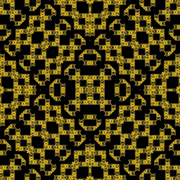 Yaratıcı siyah sarı art deco etnik karo desen ve moda tasarımı baskı için hazır — Stok Vektör