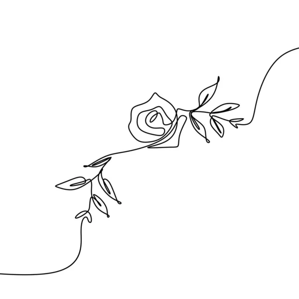 Dessin en ligne continue de rose fleur design minimaliste — Image vectorielle