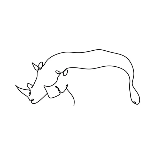 Непрерывный рисунок линии минималистского дизайна носорога — стоковый вектор