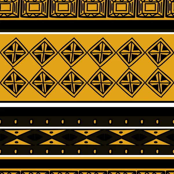 Vetor padrão Africano com mão desenhada cores douradas desenho étnico tribal. Ilustração de design sem costura para têxteis de moda prontos para impressão — Vetor de Stock