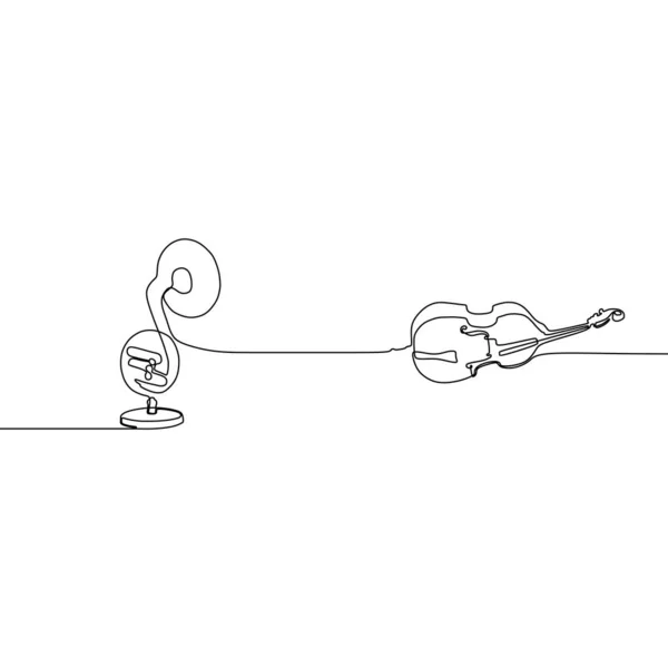 Posaune und Geige eine Linie Musikinstrumente Design. Hand gezeichnet Minimalismus Stil Vektor Illustration Vektor — Stockvektor