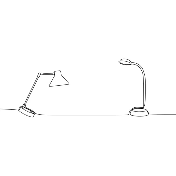 Tischlampe und Straßenlaterne universelle Lampe durchgehende Linie für Web-und mobile verwenden, Reihe von grundlegenden Lampe isolierten Vektorillustration — Stockvektor