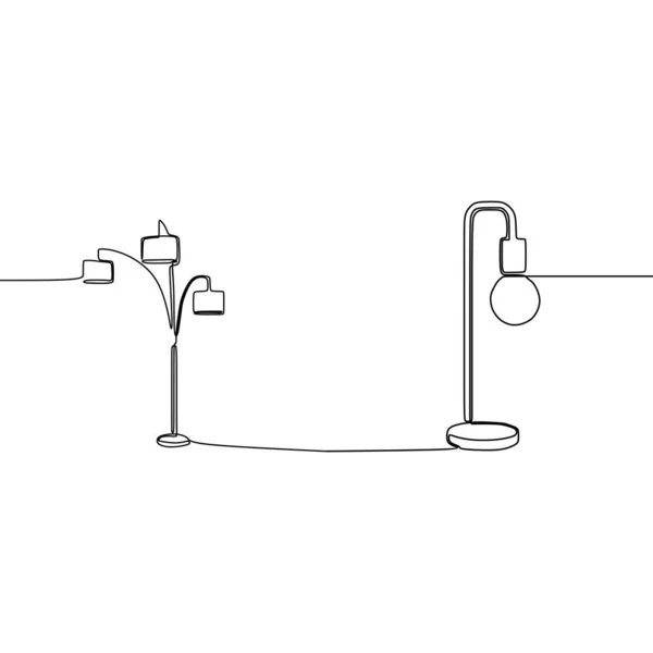 Lampada tradizionale singola linea nera su sfondo bianco. Disegno a una riga. Linea continua. Vettore — Vettoriale Stock