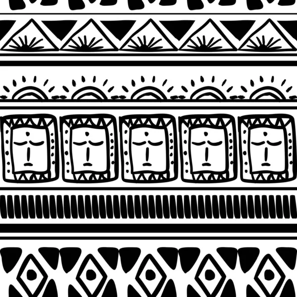 Vector tribal pattern with seamless trendy ethnic maya black and white background. Good for your textile fashion wrapping and print. — Stock Vector