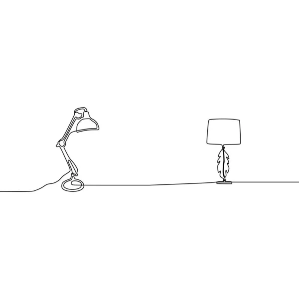Lampe de lit moderne et lampe de table ligne continue Aperçu ensemble d'icônes vectorielles de lampe pour la conception web isolé sur fond blanc — Image vectorielle