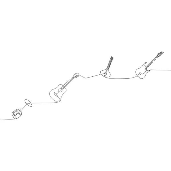 Kleines Mikrofon klassisch akustisch elektrisch eine einzige Linie Zeichnung Percussion Musikinstrumente Konzept durchgehende Linie Zeichnung Design Illustration — Stockvektor