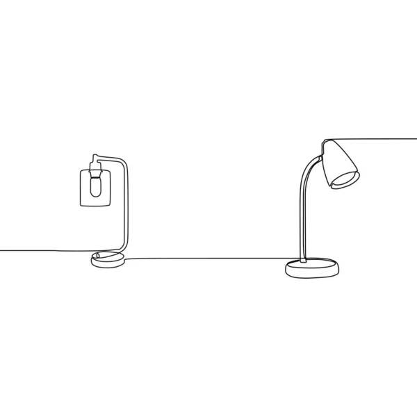 現代学生ランプ連続線ランプベクトル。白い背景に隔離されたウェブデザイン用ランプアイコンのアウトラインセット — ストックベクタ