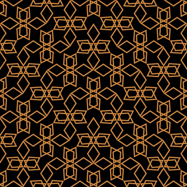 Negro naranja Art Deco árabe. Patrón sin costura decorativo, adorno para colorear libros o páginas — Vector de stock