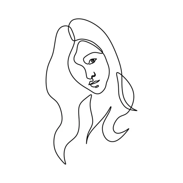 Cute girl continuous one line drawing minimalist design abstract — Stock Vector