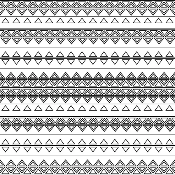 Patrón étnico sin fisuras. Hecho a mano. Rayas horizontales. Impresión en blanco y negro para tus textiles. Ilustración vectorial estilo africano . — Archivo Imágenes Vectoriales