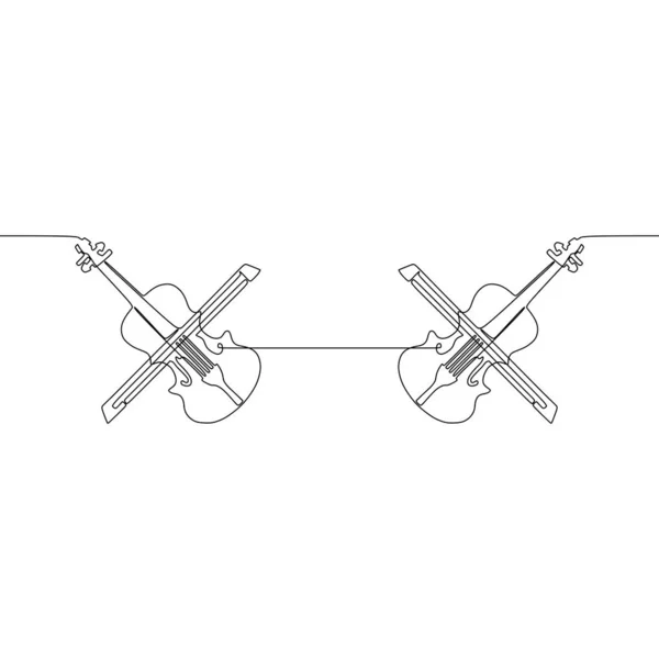 Violini freddi Un disegno a linea continua del concetto di strumenti musicali a percussione tradizionale illustrazione del disegno a linea singola — Vettoriale Stock