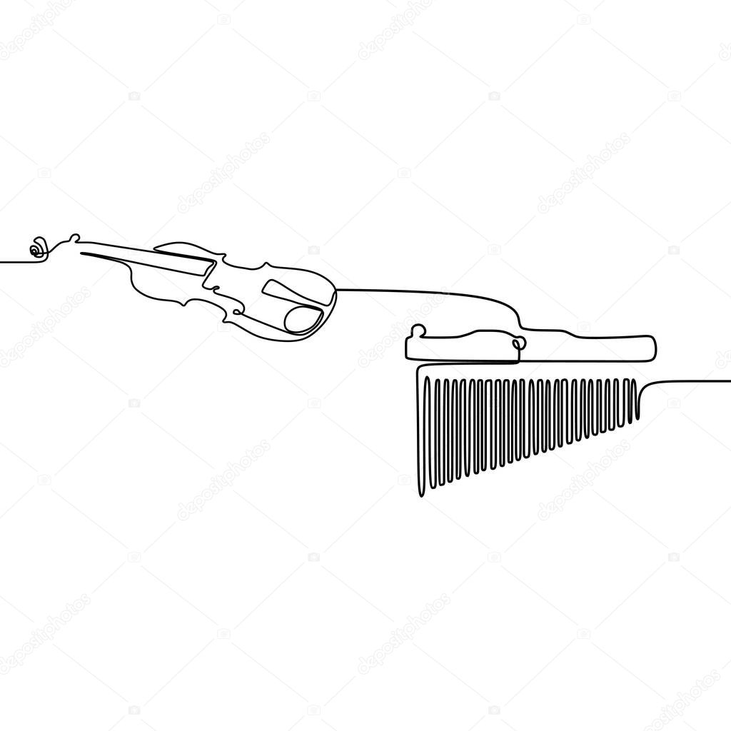 angklung violin continuous line vector illustration music illustration