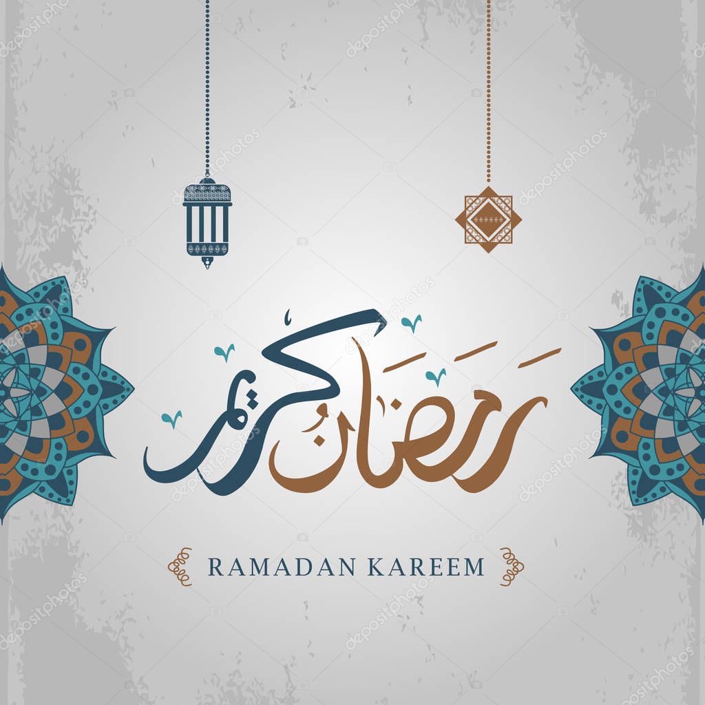 Ramadan kareem vintage greeting design luxury elegant style with arabic calligraphy