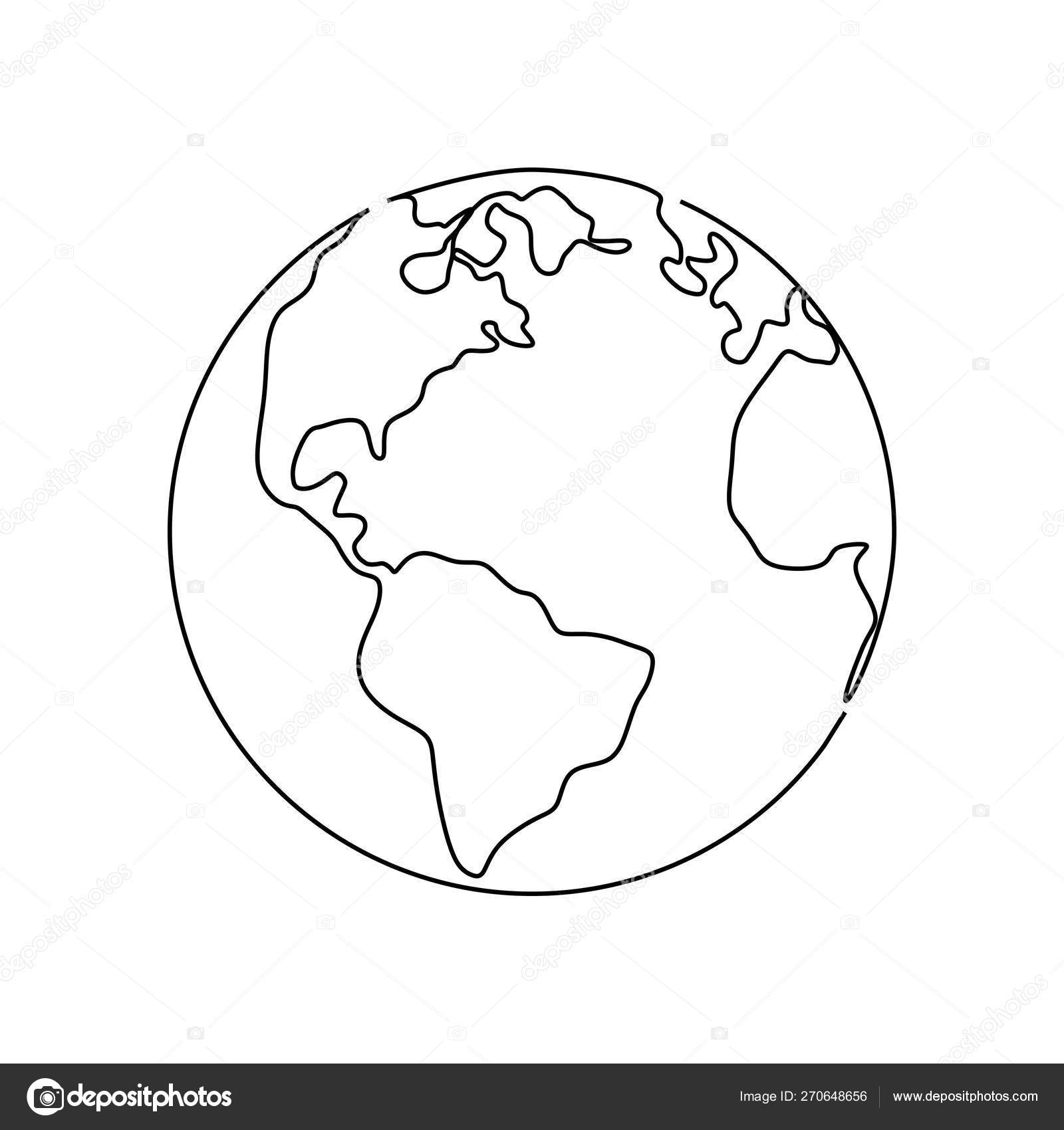 Earth Continuous One Line Drawing Vector Illustration On White Background Stock Vector C Ngupakarti