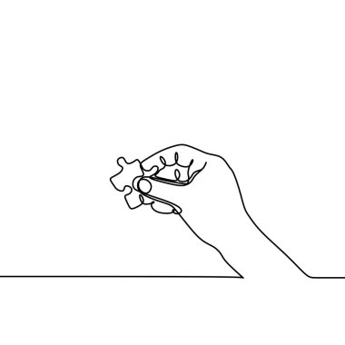 yapboz minimalist tasarım çözme elleri sürekli bir çizgi çizim