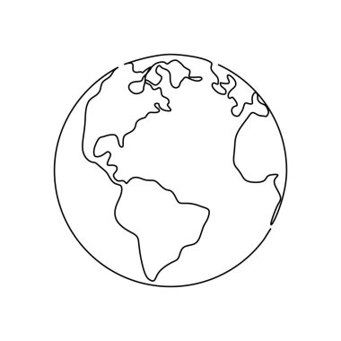 toprak sürekli bir çizgi çizim vektör illüstrasyon beyaz arka plan üzerinde