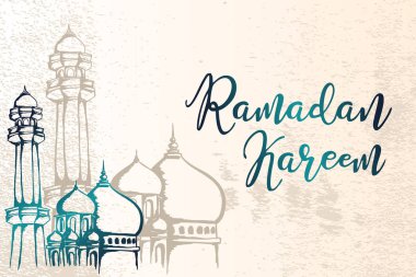 Ramazan kareem müslüman cemaati İslam çizim için çizilmiş cami kroki el ile tasarım tebrik.