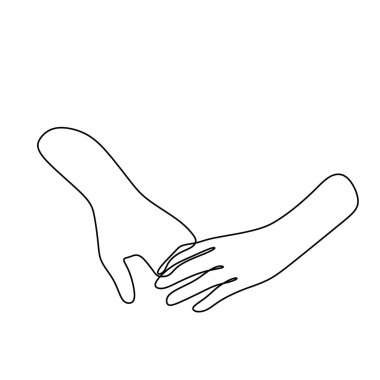 Devamlı çizgili el. Bir çizgi. Güzel el beyazda izole edilmiş. Minimalist stil. Sürekli vektör çizgisi