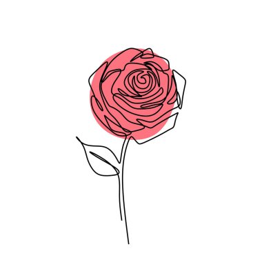 Gül bir çizgi çizim minimalist tasarım