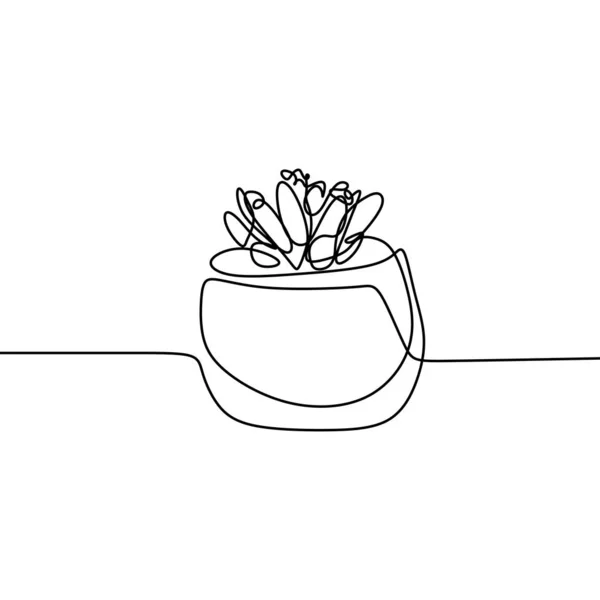 Cactus una linea disegno continuo design minimalismo — Vettoriale Stock