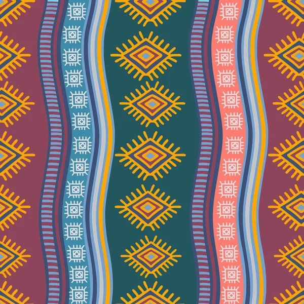 Dibujado a mano patrón inconsútil tribal con dibujo étnico azteca geométrica africana fondo símbolo ornamento abstracto — Vector de stock