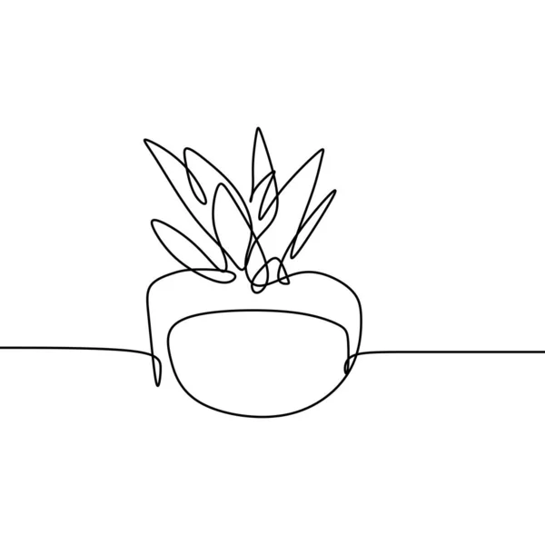 Cactus diseño de minimalismo de dibujo continuo de una línea — Vector de stock