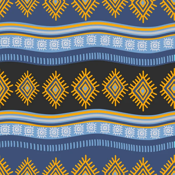 Vintage motif africain dessin sans couture bandes bohème dessiné à la main fond abstrait — Image vectorielle