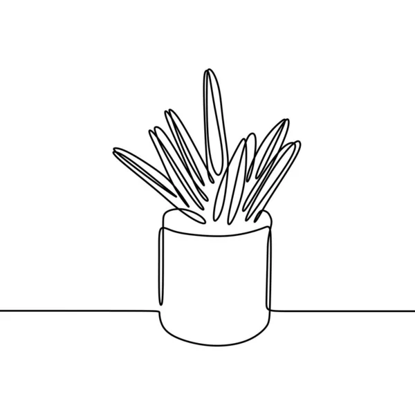 Cactus diseño de minimalismo de dibujo continuo de una línea — Vector de stock