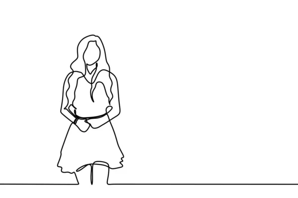 Menina bonita contínua um desenho de linha. Vetor ilustração minimalismo mulheres design feminino no fundo branco bom para cartaz ou banner . —  Vetores de Stock