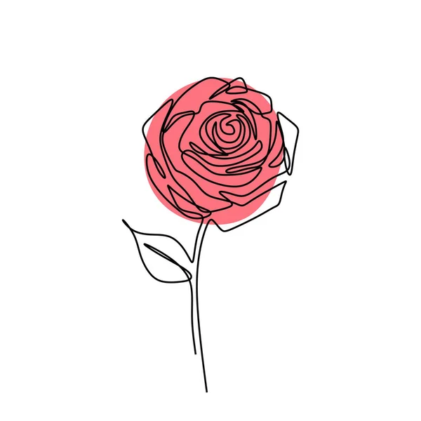 Rose satu baris menggambar desain minimalis - Stok Vektor