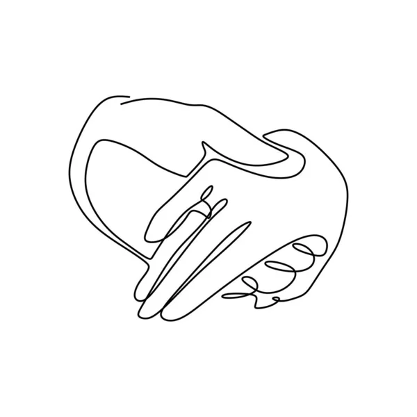 One line drawing hands minimalist design on white background . — стоковый вектор