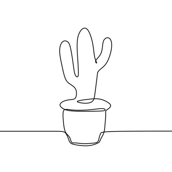 Cactus una linea disegno continuo design minimalismo — Vettoriale Stock