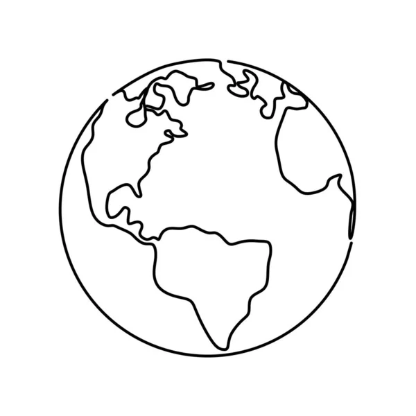 白い背景に地球連続1線描画ベクトルイラスト — ストックベクタ
