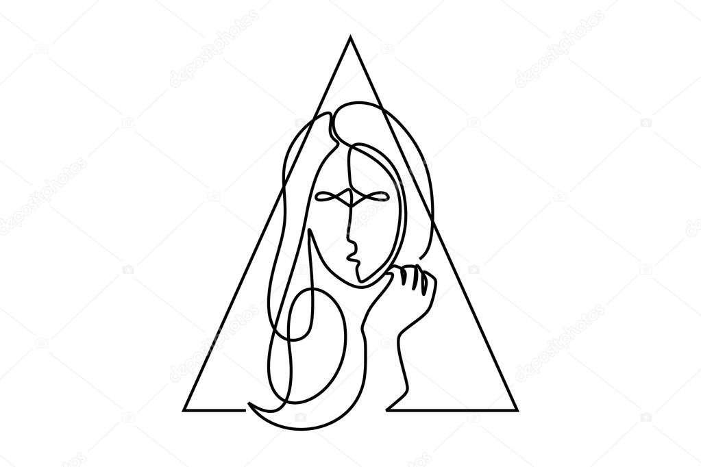 Pretty girl continuous one line drawing. Vector illustration minimalism women feminine design on white background good for poster or banner.