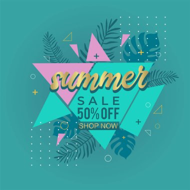 Yaz satış tasarım şablonu memphis çiçek elementi arka plan