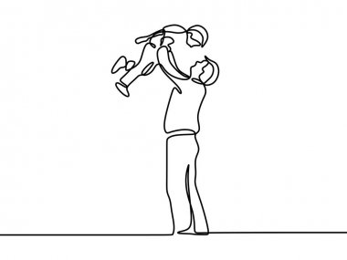 Oğlu ile baba sürekli bir çizgi çizim