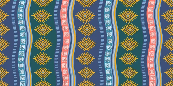 Patrón tribal dibujado a mano azteca ornamento africano abstracto dibujo sin costura — Vector de stock