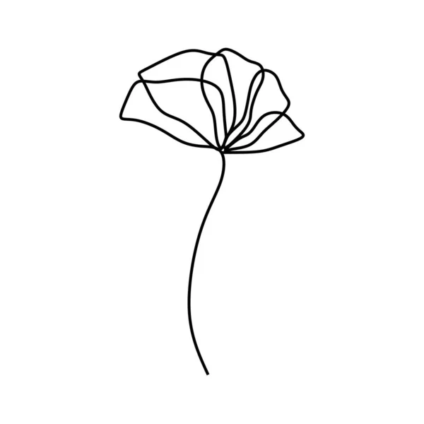 Fleur de pavot une ligne continue dessin design minimaliste — Image vectorielle