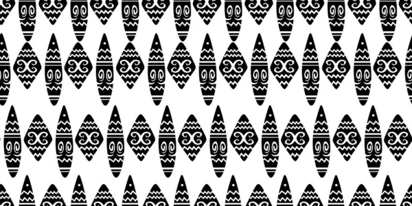 Patrón étnico con elementos de símbolo sin costura dibujado a mano fondo cultural abstracto de moda azteca africana maya antiguo en blanco y negro — Vector de stock