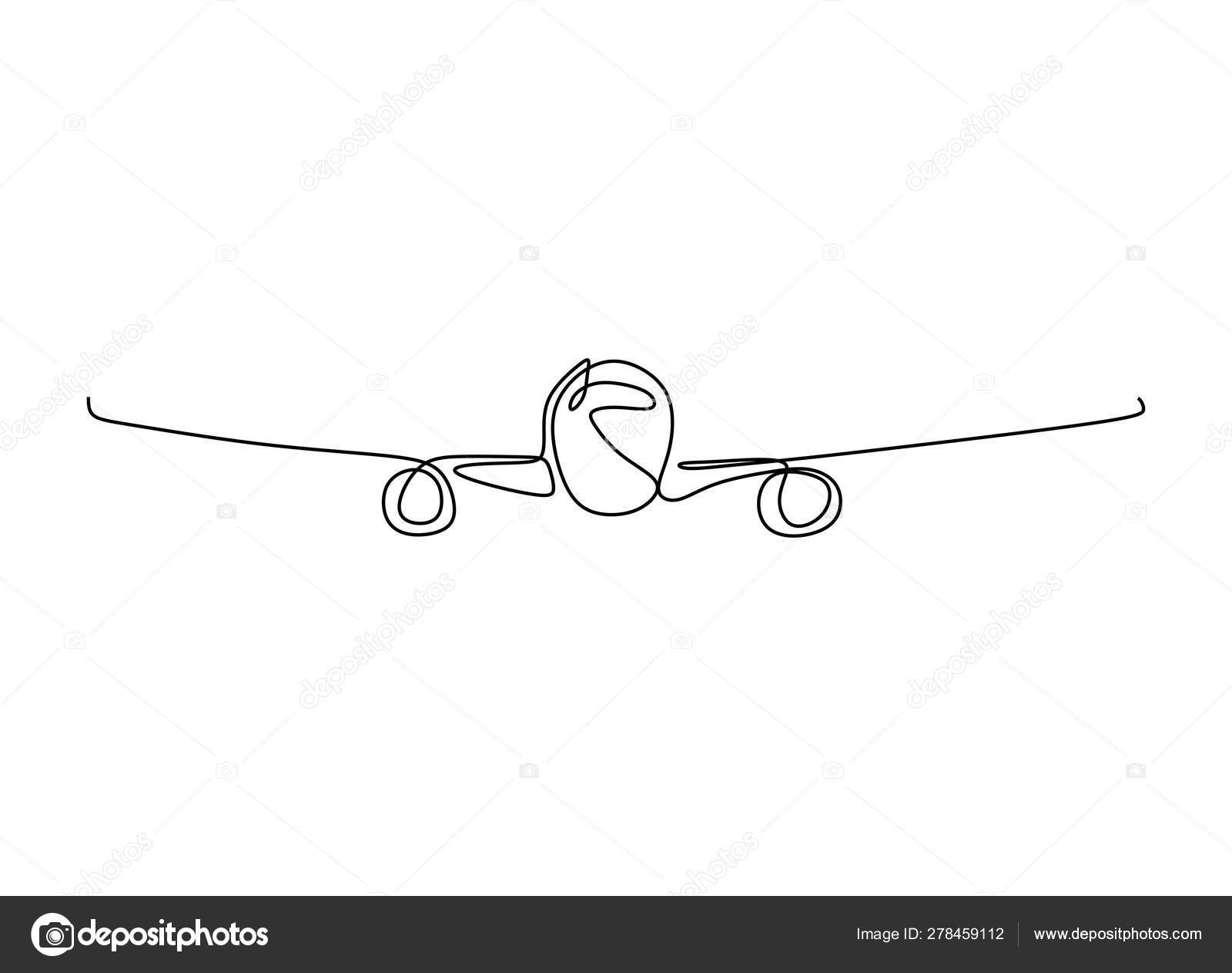 One Line Drawing Of Airplane Flying On The Sky On White Background Vector Image By C Ngupakarti Vector Stock 278459112