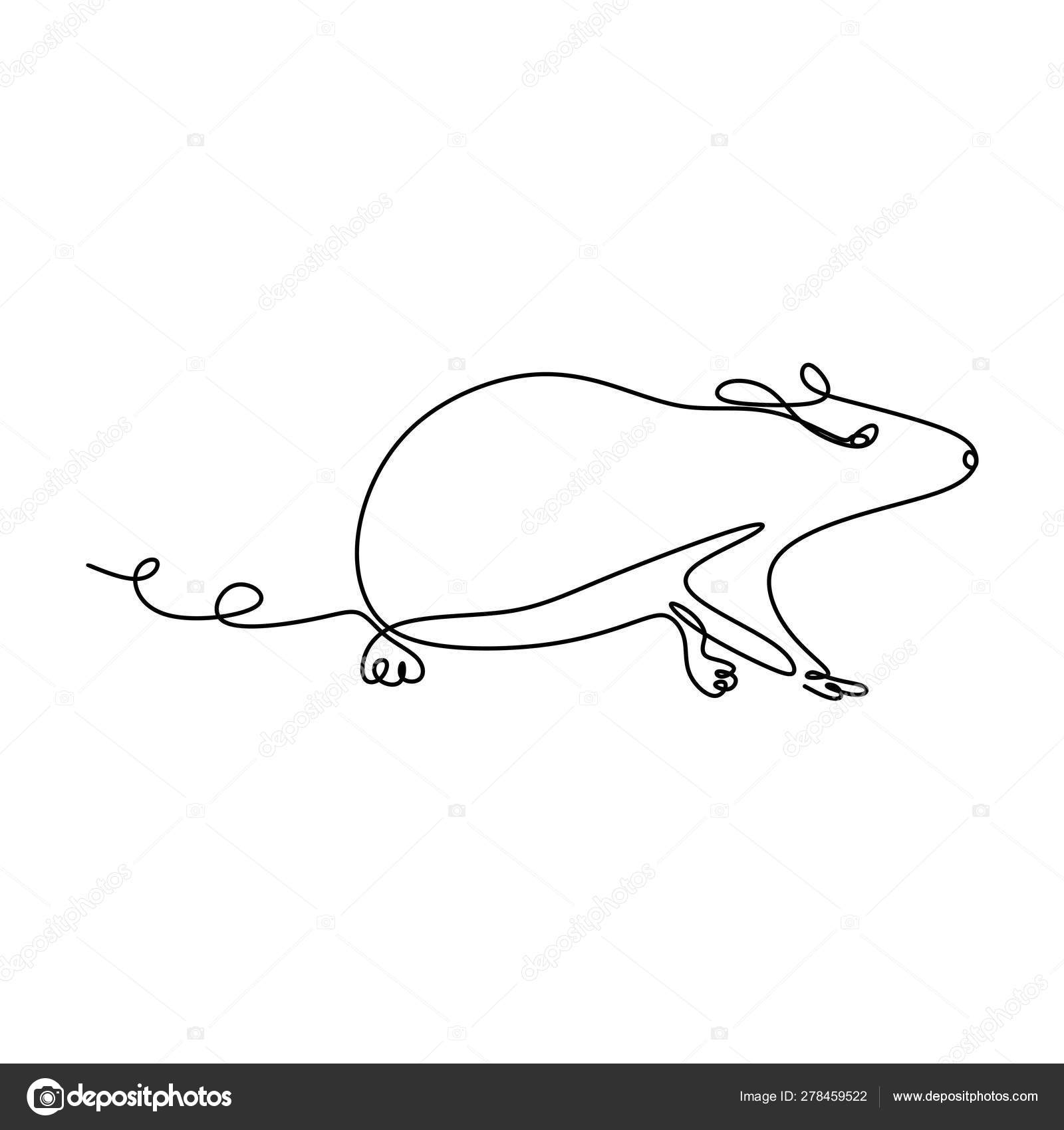 Mouse One Line Drawing Hand Drawn Continuous Style Stock Vector C Ngupakarti 278459522