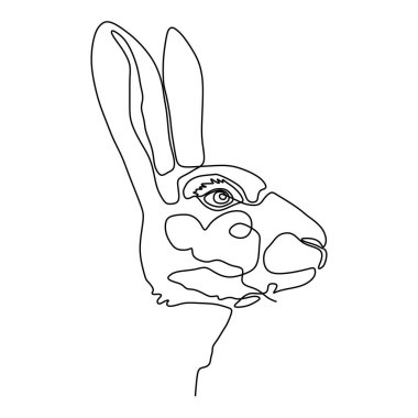 Tavşan bir çizgi sürekli çizim minimalist tasarım