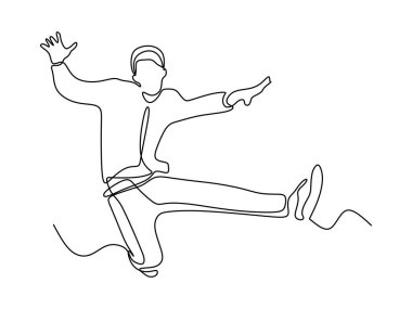 Sürekli lineart tasarım minimalist tarzı çizim bir çizgi atlama İnsanlar