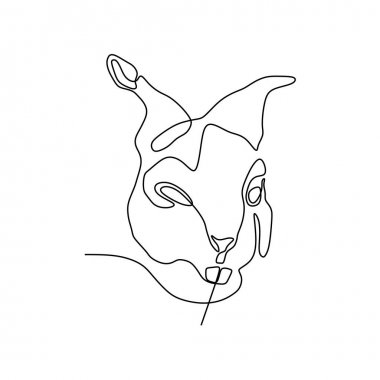 Tavşan bir çizgi sürekli çizim minimalist tasarım