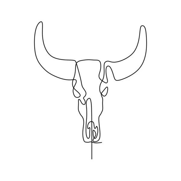 Bison Één Lijntekening Minimalistisch Design — Stockvector